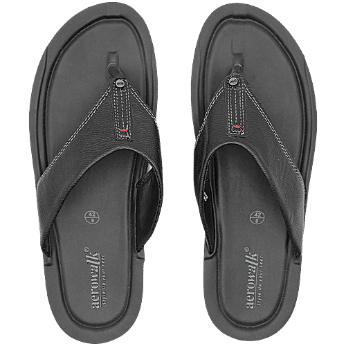 Aerowalk NV58 Men's Casual Black Slippers, 1 Pair (EU-45/IND-11) For Daily Use