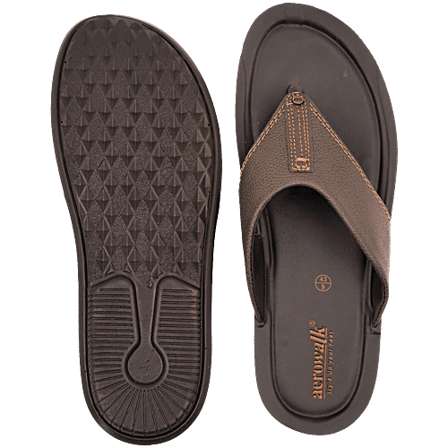 Aerowalk NV58 Men's Casual Brown Slippers, 1 Pair (EU-43/IND-9) For Daily Use