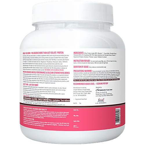 Bon Iso Whey Irish Chocolate Whey Protein Isolate For Women, 1 kg  No Added Sugar, Easy Digesting, 0% Tans Fat, 0% Cholestrol, Easy Mixing