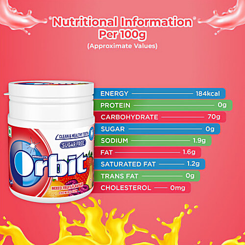 Orbit Mixed Fruit Flavour Chewing Gum, 59.4 g