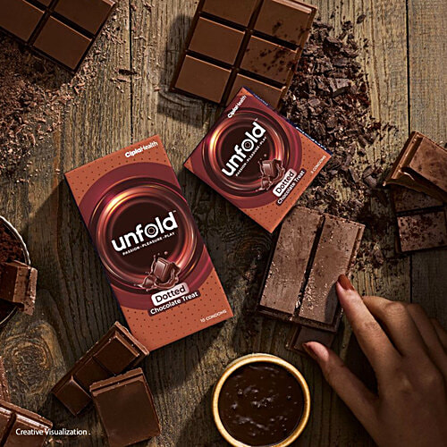 Unfold Chocolate Treat Dotted Condoms, 3 pcs  
