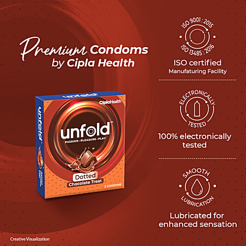 Unfold Chocolate Treat Dotted Condoms, 3 pcs  