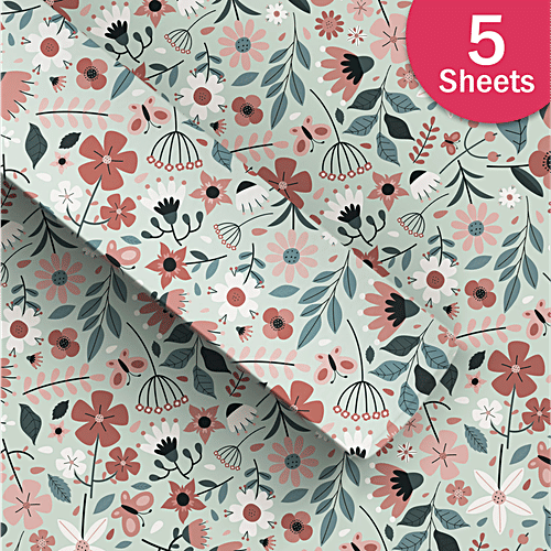 PaperPep Spring Leaf Printed Gift Wrapping Paper Roll - Green, 73.66x48.26 cm, 5 pcs