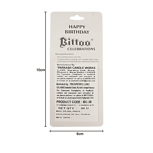 Prosperro Lumo By Parkash Champagne Bottle Happy Birthday Candle - Green, 6 pcs