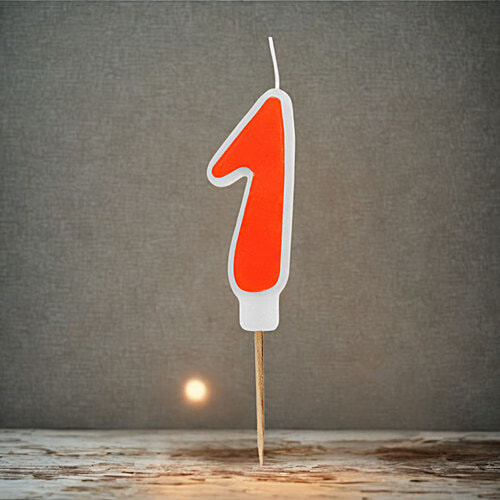 Prosperro Lumo By Parkash Digit Birthday Candle - Orange, 1, 1 pc 1 Digit, 1 Year