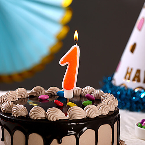 Prosperro Lumo By Parkash Digit Birthday Candle - Orange, 1, 1 pc 1 Digit, 1 Year
