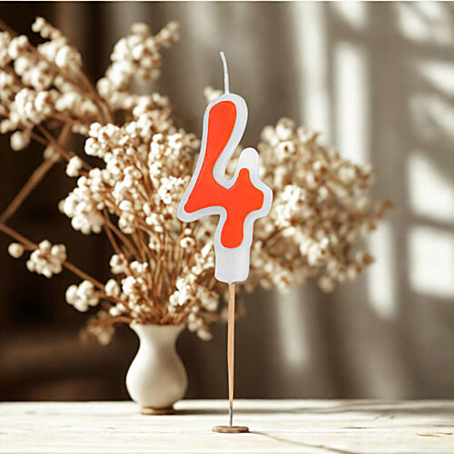 Prosperro Lumo By Parkash Digit Birthday Candle - Orange, 4, 1 pc 4 Digit, 4 Years