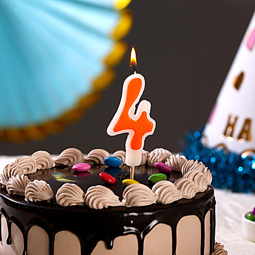 Prosperro Lumo By Parkash Digit Birthday Candle - Orange, 4, 1 pc 4 Digit, 4 Years