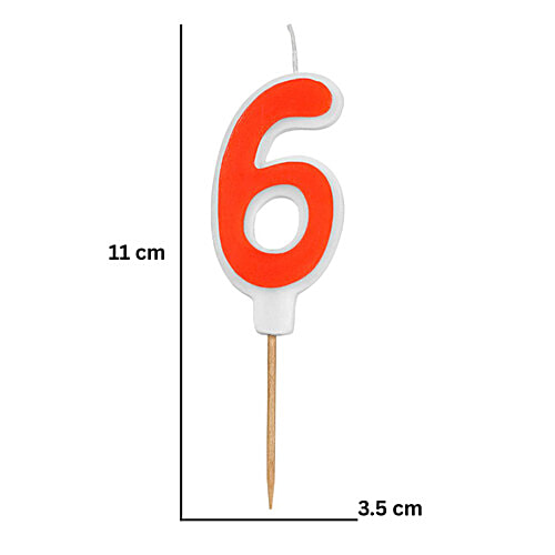 Prosperro Lumo By Parkash Digit Birthday Candle - Orange, 6, 1 pc 6 Digit, 6 Years