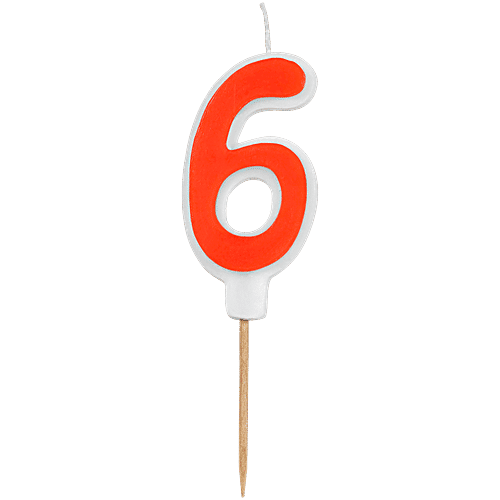 Prosperro Lumo By Parkash Digit Birthday Candle - Orange, 6, 1 pc 6 Digit, 6 Years