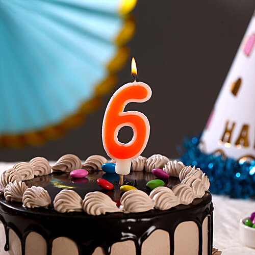 Prosperro Lumo By Parkash Digit Birthday Candle - Orange, 6, 1 pc 6 Digit, 6 Years
