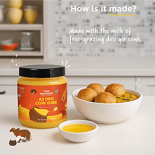 Two Brothers Organic Farms A2 Desi Cow Ghee, 500 ml Tub 