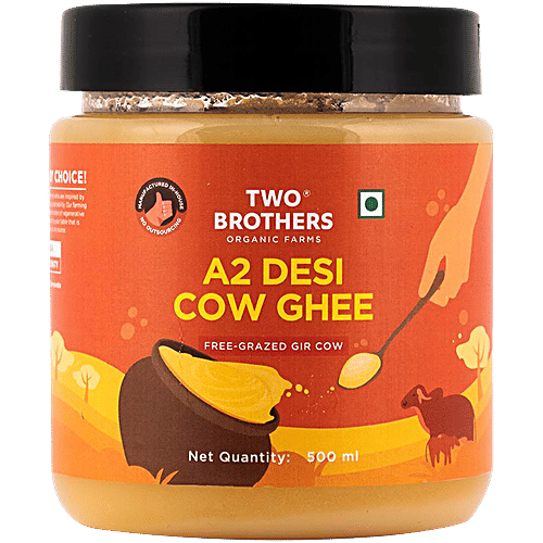Two Brothers Organic Farms A2 Desi Cow Ghee, 500 ml Tub 