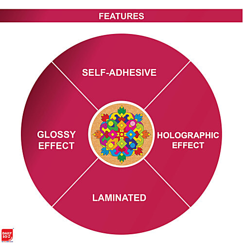 DailySo Diwali Rangoli Sticker Self-Adhesive - Multicolour Festive Decoration, 4 pcs Ideal for Temple/Home Entrance Design