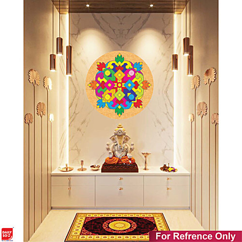 DailySo Diwali Rangoli Sticker Self-Adhesive - Multicolour Festive Decoration, 4 pcs Ideal for Temple/Home Entrance Design
