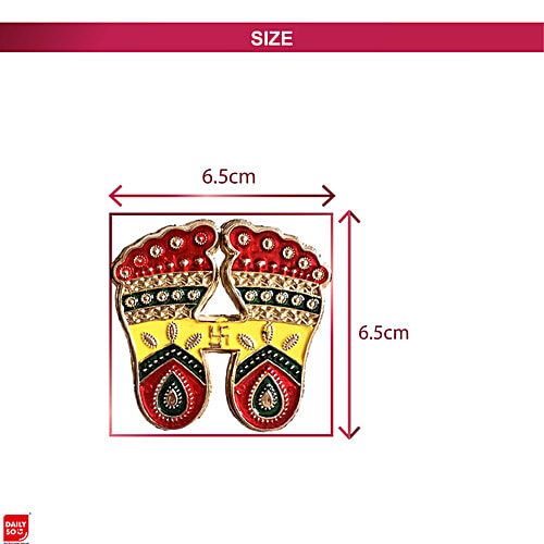 DailySo Diwali Sticker Dotted Laxmi Charan Handicraft - Meena Design, Multicolour Pooja Décor, 2 pcs For Entrance Home Decorations, Ideal for Temple