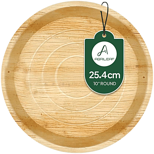 Agrileaf Round Areca Palm Leaf Plates For Meals - 25.4 cm, 10 pcs Eco-Friendly & Disposable