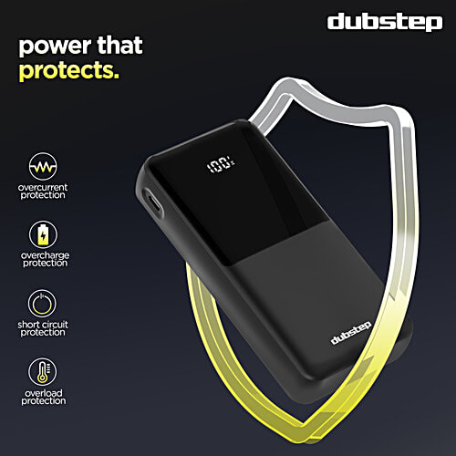 Dubstep Powerblitz X5 20,000mAh Powerbank With Dual USB & Type-C, LED Battery Indicator - Black, 1 pc  
