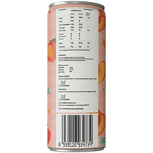 Boba Bhai Peachie Peach Drink With Mango Popping Boba & Nata De Coco, 250 ml Can 
