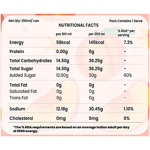 Boba Bhai Peachie Peach Drink With Mango Popping Boba & Nata De Coco, 250 ml Can 