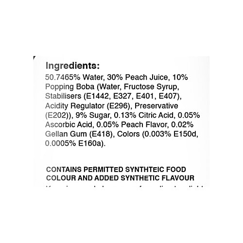 Boba King Peach Flavour Popping Boba With Fruit Juice Drink, 300 ml