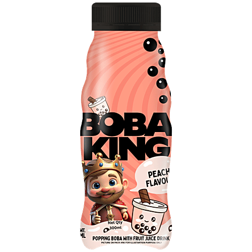 Boba King Peach Flavour Popping Boba With Fruit Juice Drink, 300 ml