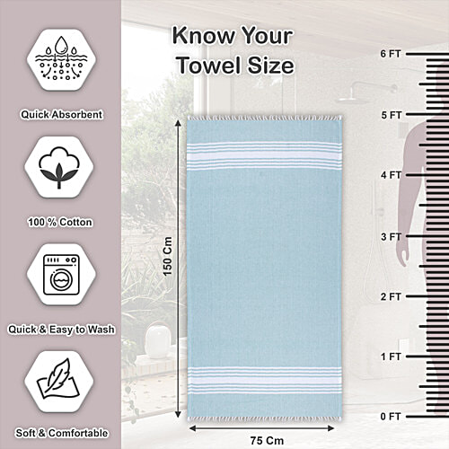 Suntails Herringbone Bath Towel - 230 GSM, Olive, 75 x 150 cm, 1 pc