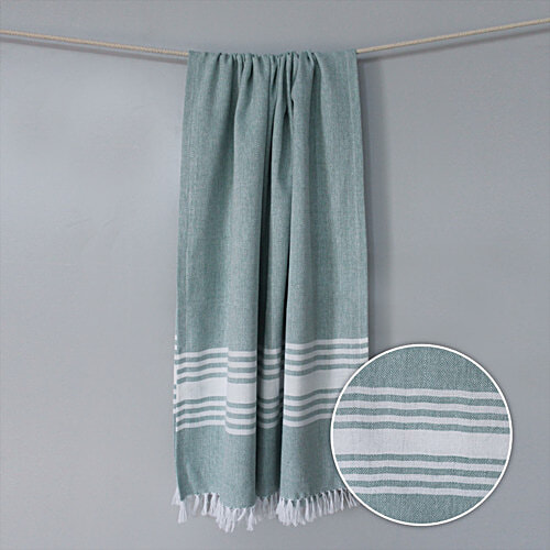 Suntails Herringbone Bath Towel - 230 GSM, Olive, 75 x 150 cm, 1 pc