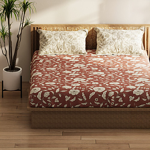 Kopa-Home Queen Size Bedsheet & 2 Pillow Covers Wildrose Microfabric 152TC, 240 x 220 cm, 1 Set  