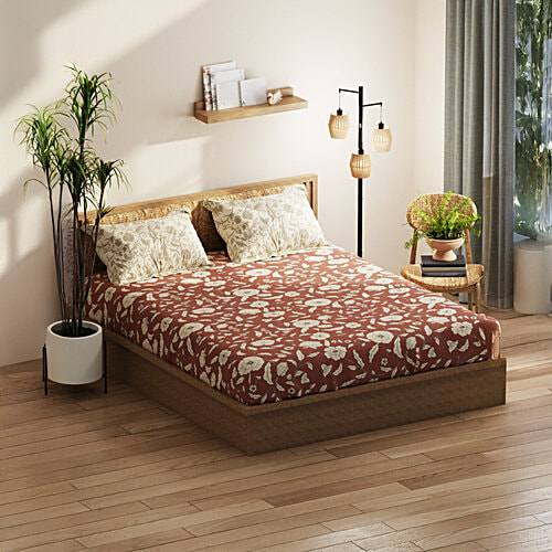 Kopa-Home Queen Size Bedsheet & 2 Pillow Covers Wildrose Microfabric 152TC, 240 x 220 cm, 1 Set  