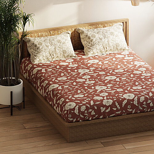 Kopa-Home Queen Size Bedsheet & 2 Pillow Covers Wildrose Microfabric 152TC, 240 x 220 cm, 1 Set  