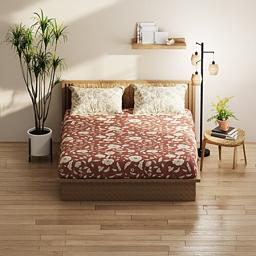 Kopa-Home Queen Size Bedsheet & 2 Pillow Covers Wildrose Microfabric 152TC, 240 x 220 cm, 1 Set  