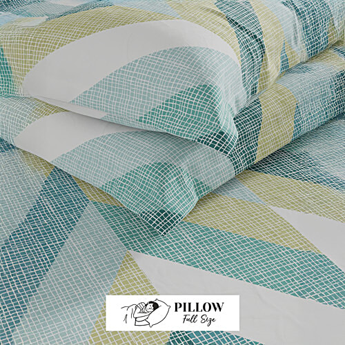 Kopa-Home Queen Size Bedsheet With 2 Pillow Covers Aqua Cotton  120 TC - 244 x 224 cm, 1 Set  