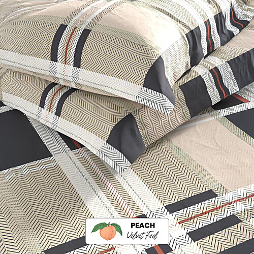 Kopa-Home Queen Size Bedsheet With 2 Pillow Covers Beige Microfabric 152 TC - 238 x 218 cm, 1 Set  