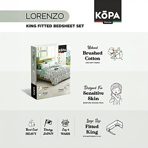 Kopa-Home Fitted Double Bedsheet & 2 Pillow Covers Pink Yellow Microfabric 152TC 198x180cm, 1 Set  