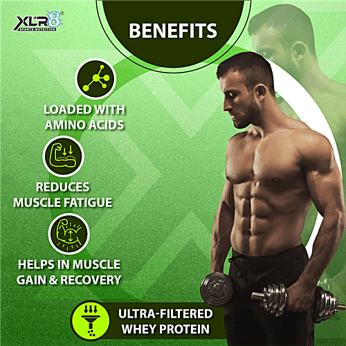 XLR8 Coconut Caramel Flavour Whey Protein Powder, 34 g  High Quality Protein Source, Muscle Strength, Muscle Recovery, Weight Management