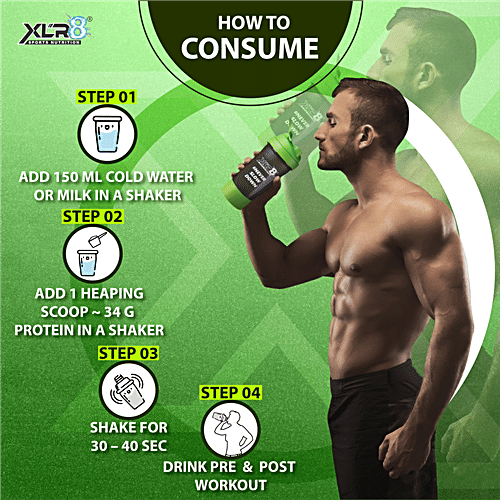 XLR8 Coconut Caramel Flavour Whey Protein Powder, 34 g  High Quality Protein Source, Muscle Strength, Muscle Recovery, Weight Management