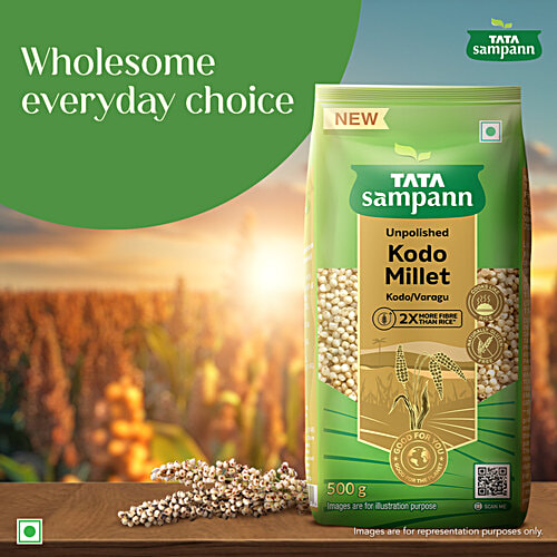 Tata Sampann Unpolished Kodo Millet/Kodo/Varagu, 500 g 2x More Fibre Than Rice, Naturally Gluten Free