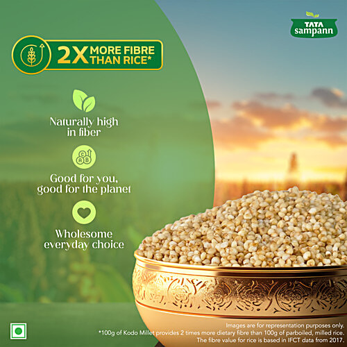 Tata Sampann Unpolished Kodo Millet/Kodo/Varagu, 500 g 2x More Fibre Than Rice, Naturally Gluten Free