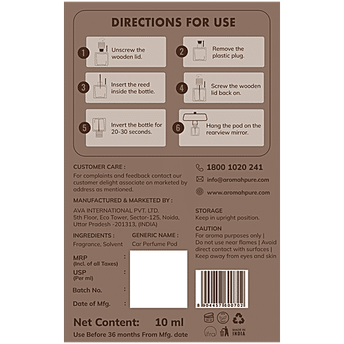 Aromahpure Musk Classic Hanging Pod Car Perfume, 10 ml