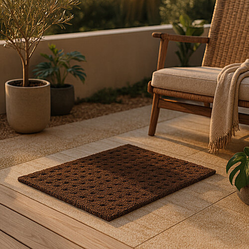 Elegant Weavers Floor Mat Porto Brown Blended Fabric- 38 x 58 cm, 1 pc