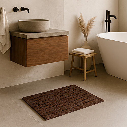 Elegant Weavers Floor Mat Porto Brown Blended Fabric- 38 x 58 cm, 1 pc