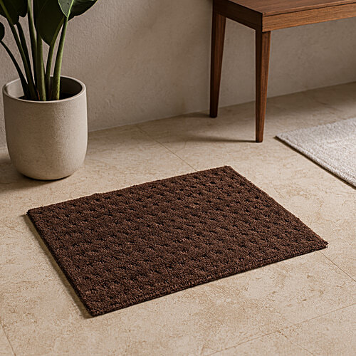 Elegant Weavers Floor Mat Porto Brown Blended Fabric- 38 x 58 cm, 1 pc