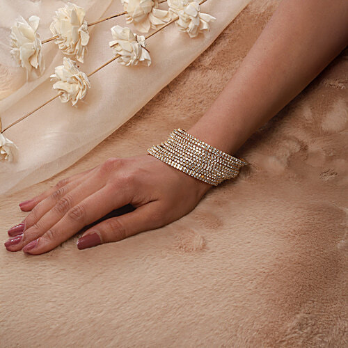 Aatmana Gold-Plated CZ-Studded Bangles, 12 pcs (Size 18 cm)