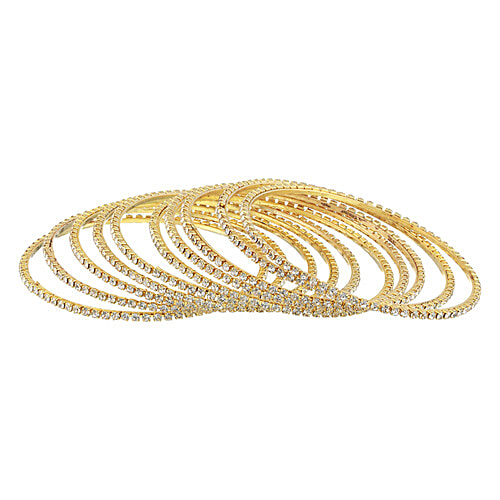 Aatmana Gold-Plated CZ-Studded Bangles, 12 pcs (Size 18 cm)