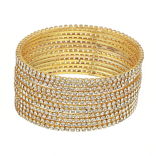 Aatmana Gold-Plated CZ-Studded Bangles, 12 pcs (Size 18 cm)