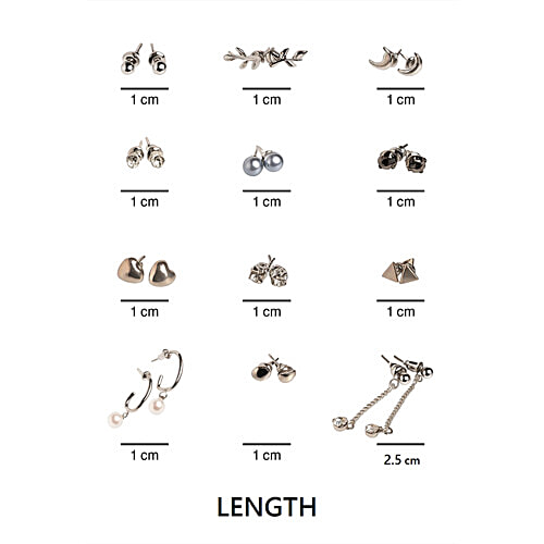 Jewelz Silver Stud & Dangler Earring Set, 12 Pairs