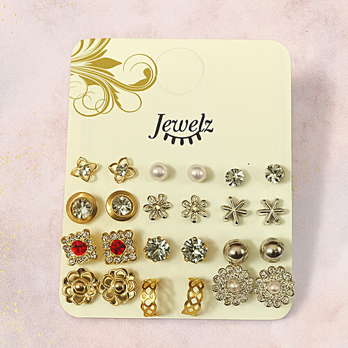 Jewelz Antique Designer Earring Set, 12 Pairs