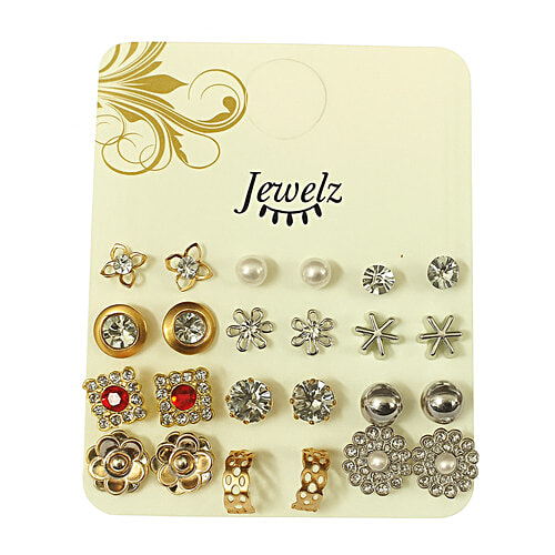 Jewelz Antique Designer Earring Set, 12 Pairs