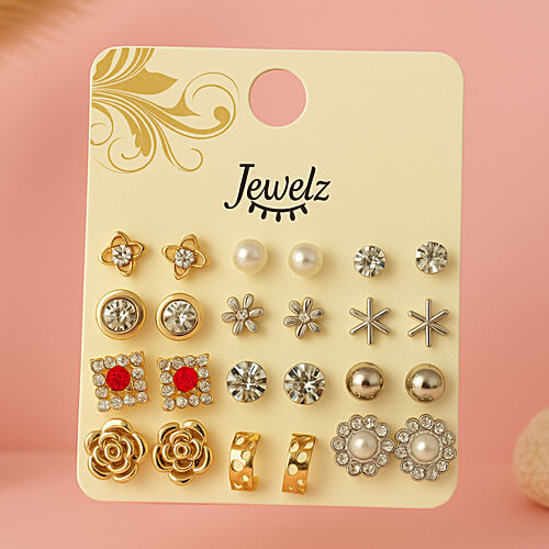Jewelz Antique Designer Earring Set, 12 Pairs